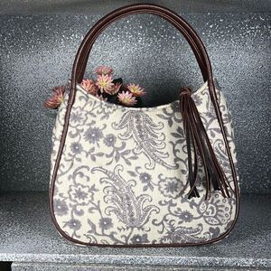 Victoria’s Secret Vintage Mini Bag Clutch Purse Pouch Canvas Vegan Leather Trim